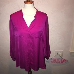 Fuchsia silky blouse. Large. Very pretty. Summery!